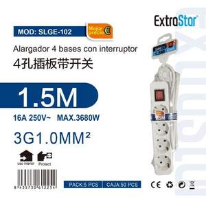 Rallonge 1,5 m à 4 prises avec interrupteur et gestion des câbles, connecteur 4 bases - Product Image 3