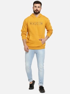 Sudadera con Capucha Amarilla para Hombre, Corte Regular, Tejido de Algodón, con Bolsillo Delantero, Estilo Casual Urbano, para Otoño - Product Image 1