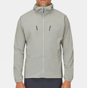 Veste coupe-vent à capuche pour homme, gris clair, fermeture éclair, couleur unie, polyester, vêtements d'extérieur décontractés, vêtements d'automne - Product Image 5