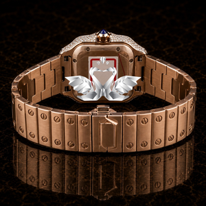 Custom Brand Rose Gold Brown Face Diamond Watch Men Stainless Steel Watch - Product Image 4
