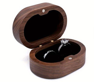 Wooden Ring <b>Box</b> Rectangle Shape Magnetic Closure Modern Design Wedding Jewelry Storage Home Office Rustic Durable - Product Image 2