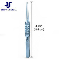 Pinces de suture microchirurgicales D&K Castroviejo de 4 1/2 pouces, tiges droites en titane, 0,12 mm, 1x2 dents, plateformes de ligature de 6,0 mm