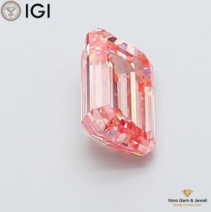 เพชร CVD แล็บโกรน ทรงเอ็มเมอรัลด์ 2.00 กะรัต สีชมพูสดใสแฟนซี ความสะอาดระดับ VS2 พร้อมใบรับรอง IGI สำหรับแหวนที่สมบูรณ์แบบ - Product Image 5