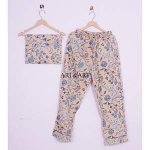 Conjunto de Pijama de Algodón para Mujer, Ropa de Dormir Suave, Transpirable y de Secado Rápido con Estampado Floral para el Hogar y el Sueño - Product Image 3