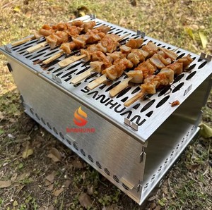 Latest Stainless Steel Outdoor Camping Foldable Charcoal BBQ Grill Portable <strong>Barbeque</strong> with Open Window and Planch - Product Image 1