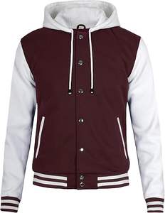 Blouson universitaire Letterman 2026 pour hommes, style bomber, à boutons-pression, bicolore, avec capuche, inspiré des maillots de football - Product Image 2