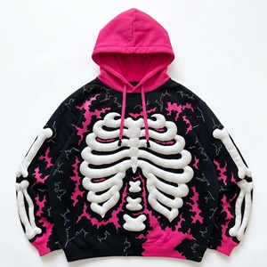 Sweat-shirt à capuche unisexe Dumela style gothique avec motif squelette, coupe oversize, idéal pour l'hiver, impression numérique - Product Image 1