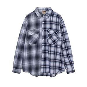 เสื้อเชิ้ตผ้าสักหลาดลายสก็อตทรงโอเวอร์ไซส์สำหรับผู้ชาย แขนยาว สไตล์สตรีทลำลอง ทรงปกติ ดีไซน์ลายทอ - Product Image 5