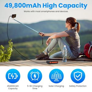 Cargador Solar Portátil de 49800mAh, 22.5W PD, Carga Rápida, Banco de Energía con Carga Inalámbrica de 15W, 4 Bancos de Energía Integrados - Product Image 2
