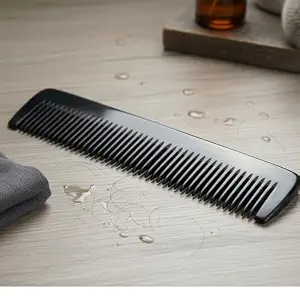 Peigne à barbe artisanal moderne de qualité en corne de buffle, écologique, avec étui, motif floral sculpté, pour massage de la tête, FAIZA CRAFT - Product Image 2