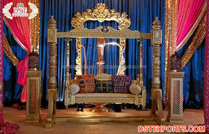 Antique Style Wooden Jhula for Wedding Ceremony Decor Wedding <b>Swing</b> <b>Seat</b> for Mehndi Night Rajwada Wooden Carved Wedding Jhula <b>UK</b> - Product Image 2