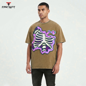 T-shirt décontracté à manches courtes imprimé 100 % coton, coupe oversize, style streetwear, motif vintage, idéal pour l'entraînement – Vente en gros - Product Image 6