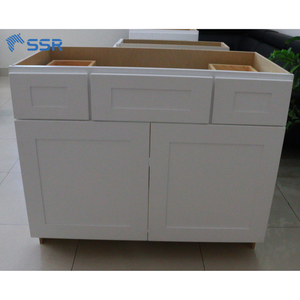 Mueble de Baño de Madera Maciza Resistente con Lavabo VSD48, Doble Puerta, Doble Cajón, RTA, Resistente al Agua, Listo para Armar, Suave - Product Image 2