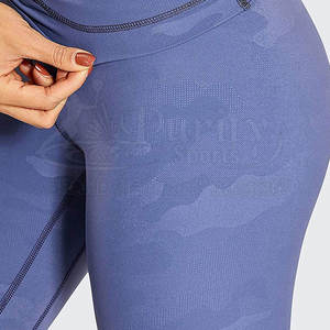 Mid Waist Full Length Simple <b>Yoga</b> <b>Leggings</b> with Contrast Stitch Spandex Nylon Four-Way Stretch - Product Image 6