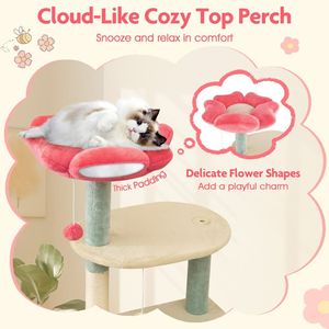 ต้นไม้แมวหลายชั้นขนาด 61 นิ้ว ลายดอกไม้สวยงาม พร้อมที่นอนรูปดอกไม้บุนวม - Product Image 5