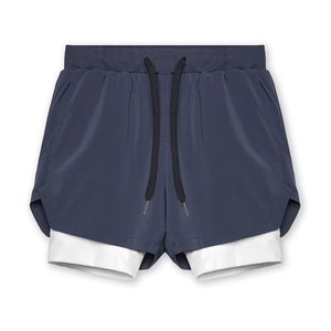 OEM Customized Logo Embroidery Hot Selling Double <b>Layer</b> Quick Dry Breathable Fitness Training Running Shorts Men Sports Short - Product Image 2