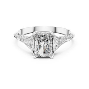 Anillo de Oro Rosa de 14K con Diamantes Cultivados en Laboratorio, Corte Trillón y Redondo, para Mujer |   Ropa de Oficina |   Diamante Cultivado Nuevo - Product Image 5