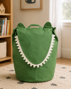 Bolsa de Almacenamiento de Lona de Algodón Orgánico GOTS con Diseño de Cocodrilo, 390 GSM, Organizador de Juguetes para Habitación Infantil, Logotipo Personalizado, Fabricante OEM, Exportador al por Mayor - Product Image 4