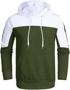 Conjunto Deportivo con Capucha para Hombre, Color Verde Oliva y Blanco, Manga Larga, Sudadera Informal, Pantalones Deportivos, Algodón Transpirable, Ropa de Otoño - Product Image 2