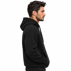 Sudadera con capucha de punto gofrado para hombre, térmica, de manga larga, informal, deportiva, de invierno, estilo urbano, personalizada, al por mayor - Product Image 1