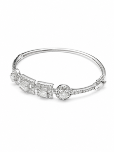 Brazalete de Plata de Ley 925 con Moissanita para Mujer | Montura de engaste de puntas | Gema octogonal cuadrada redonda | Joyería Fina al por Mayor - Product Image 2