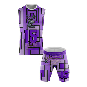 Ensemble de maillots de basket-ball personnalisés en mesh Spandex/Polyester avec logo loup, joueur n°15, unisexe, anti-transpiration, antibactérien - Product Image 3