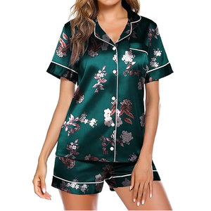Conjunto de Pijama Sexy para Mujer, Camiseta de Dormir con Botones y Pantalones Cortos de Satén, Conjunto de Verano 2026, Ropa de Dormir Suave y Transpirable - Product Image 1
