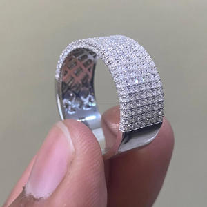 Iced Style Wide Pave <b>Set</b> Moissanite Diamond Engagement Wedding <b>Ring</b> for <b>Men</b> 925 Sterling Silver Hip Hop Luxury Statement Jewelry - Product Image 4
