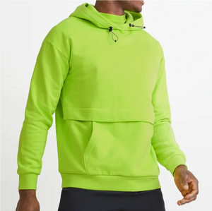 Sweat-shirt à capuche en molleton uni pour homme, coupe classique, pull décontracté, vert, tricoté - Product Image 1