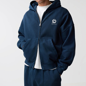 Nouveauté : Survêtements d'hiver à capuche pour hommes, décontractés, surdimensionnés, avec fermeture éclair, haute qualité, 100% coton, logo personnalisé, vente en gros - Product Image 6