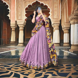 Vichitra Designer Silk Bollywood Lehenga Choli con impresión digital Winter Festive Wedding Dupatta para pedidos de fiestas a granel - Product Image 1