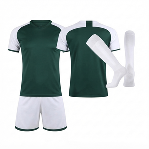 Conjunto de Camiseta de Fútbol Unisex de Primera Calidad, Color Verde Bosque y Blanco, 100% Poliéster, Transpirable, de Secado Rápido, con Malla en el Cuello - Product Image 1