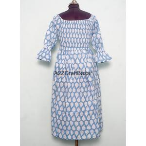 Handmade 100% Cotton V-neck Cap Sleeve Maxi Dress Women Casual Y2K Sweet Eco-Friendly Breathable Floral <b>Block</b> <b>Printed</b> Daily - Product Image 6
