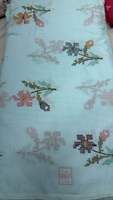 Tissu brodé en coton et lin à motifs floraux africains - Matière en dentelle de style Ankara ethnique de qualité supérieure pour robe traditionnelle pour femmes, Kurti, etc.