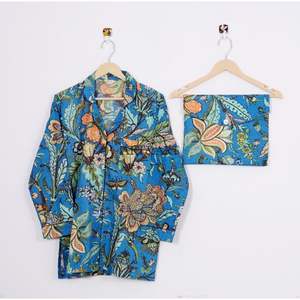 ชุดนอนผ้าฝ้ายออร์แกนิคพิมพ์ลายดอกไม้ แขนยาว สไตล์วินเทจ ชุดนอนลำลองเข้าชุดกัน สไตล์โบโฮ สำหรับใส่นอน - Product Image 3