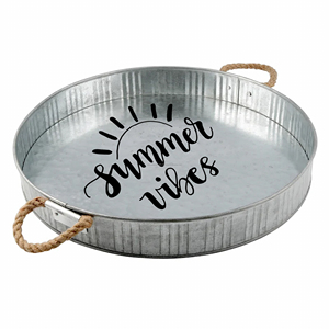 Décoration intérieure au design unique et moderne Grand plateau de service rond rustique pour l'extérieur pour les fêtes de bureau à domicile et la décoration de jardin - Product Image 1