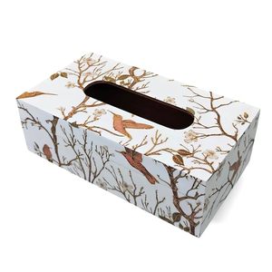 Boîte à mouchoirs et porte-serviettes rectangulaire moderne en bois imprimé, écologique, avec fente de distribution pour la maison, le restaurant, l'hôtel, la voiture - Product Image 4