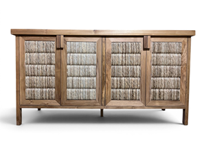 Cabinet <b>Sideboard</b> Unfinished Solid Teak Wood Rustic Modern Outdoor Living Room Handmade 4-Compartment Shutter <b>Storage</b> Furniture - Product Image 1