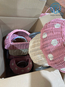 Cochecito de Mimbre Hecho a Mano Moderno para Juguetes, Carrito de Muñecas de Ratán, Decoración para Guardería, Cesta de Juego de Imitación para Niños, Carrito de Bebé - Product Image 3