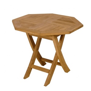 Table pliante octogonale en bois de teck européen mobilier d'extérieur pliable facile à utiliser pour jardin plage hôtel parc entrepôt extérieur - Product Image 1