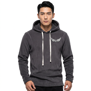Sudadera con Capucha Negra Sólida para Hombre, Corte Regular, Manga Larga, Algodón French Terry, Ropa Casual de Otoño - Product Image 6