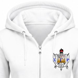 Sudadera con capucha y cremallera completa para mujer, diseño griego personalizado, blanca, premium, estilo universitario, con letras griegas bordadas, informal, de forro polar. - Product Image 3