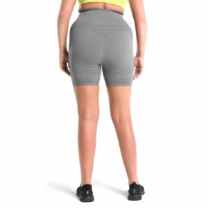 Shorts Deportivos de Punto Gris de Cintura Alta, Cintura Elástica, Transpirables, Ropa Deportiva para Mujer, Estilo Urbano, 100% Algodón - Product Image 3