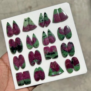 Par de Cabujones de Rubí Zoisita Natural – Piedras a juego de Rubí en Zoisita – Par de Gemas de Rubí Zoisita Verde – Para Fabricación de Joyas - Product Image 4