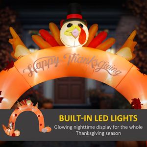Arco Gonfiabile con Luci LED a Tema Tacchino per il Ringraziamento, 3 Metri, Decorazione da Giardino per Festività - Product Image 4