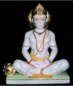 Estatua colorida de mármol Hanuman - Product Image 6