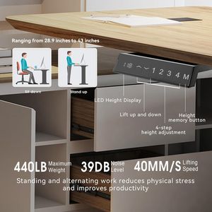 Scrivania direzionale a forma di L da 86 pollici, regolabile in altezza, con cassetti, ripiani e divisorio per la privacy, noce chiaro - Product Image 5