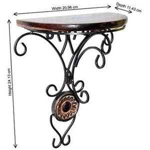 Aqdus Saleem AS-REEQ Black Cast Iron Traditional Ornate Wall Shelf | Carved Decorative <b>Shelving</b> 75x30x25 cm | Eco-friendly - Product Image 2