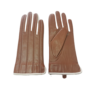 HARAZ INTERNATIONAL ถุงมือหนังแกะแท้แบบสัมผัสหน้าจอสำหรับกิจกรรมกลางแจ้งพร้อมซับในผ้าแคชเมียร์และข้อมือขนกระต่ายแท้ - Product Image 1