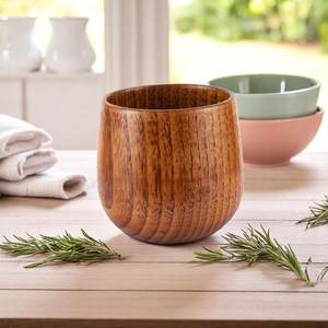 Wooden <b>Tea</b> Cup With Saucer Minimalist Design Handle Natural Finish Round Shape Rustic Drinkware Set - Product Image 5